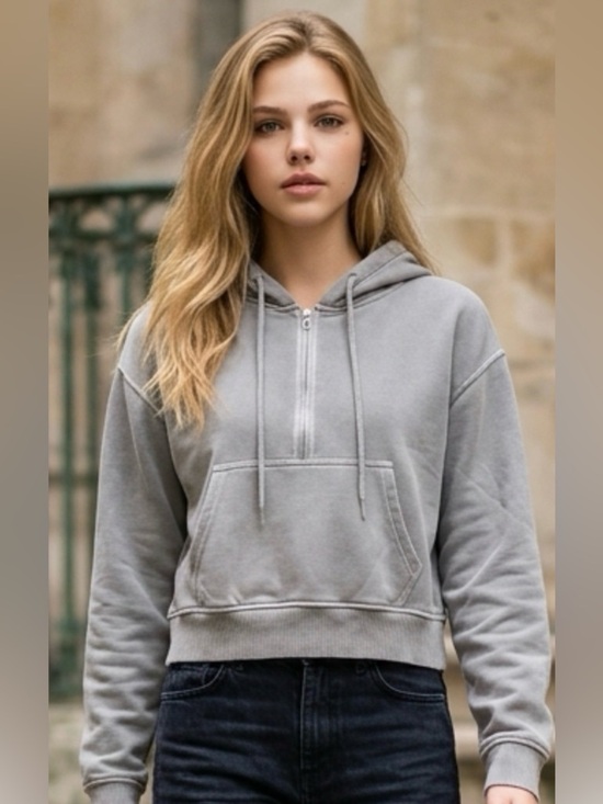 Zenana Outfitters Tops - Zenana vintage wash gray kangaroo pocket hoodie women’s large super soft stretch